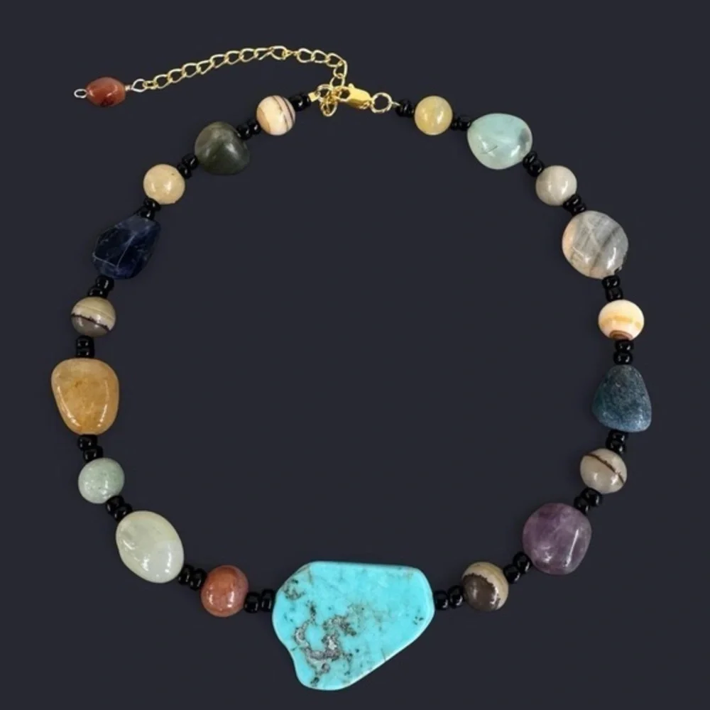 Mixed Stone Choker Bead Necklace